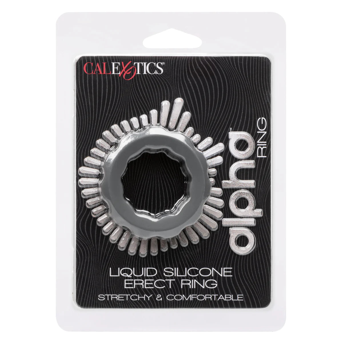 CalExotics Alpha Liquid Silicone Erect Ring, Product Package, Front