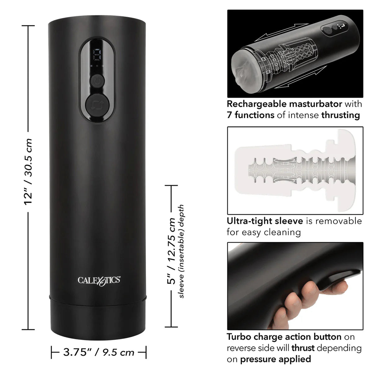 CalExotics Bionic Thrusting Masturbator, Product Measurements and Details