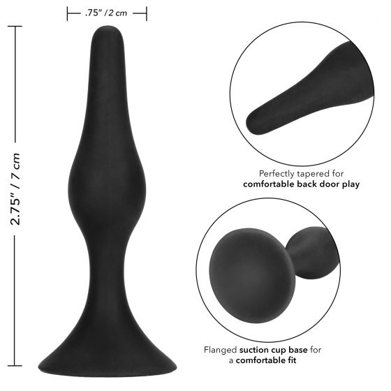 CalExotics Booty Call Booty Starter Butt Plug, Black, Product Measurements and Details