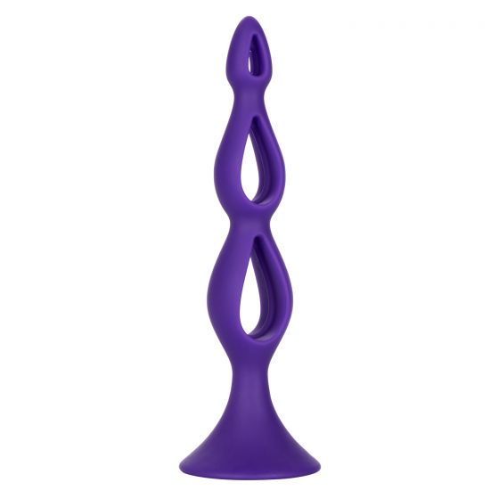 CalExotics Booty Call Silicone Triple Probe,  Purple, Product Image, Side Angle