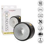 CalExotics Boundless Dual Motor Stroker, Product Box with Stroker and Features
