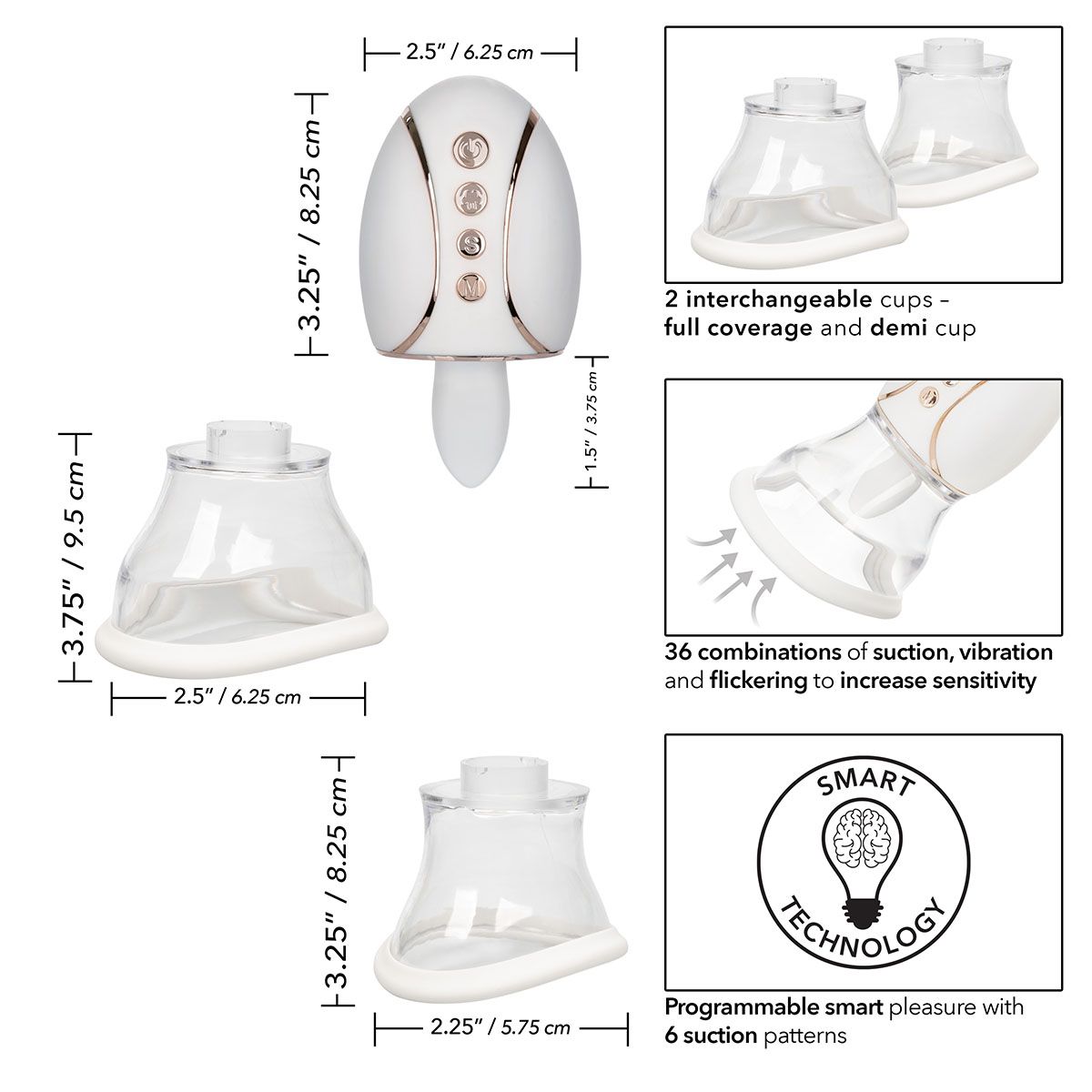 CalExotics Empowered Smart Pleasure Queen Vibrator, Product Measurements & Features