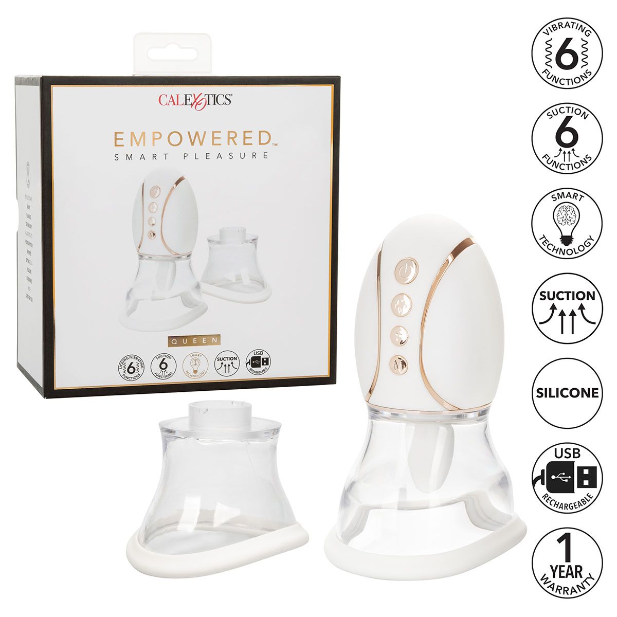 CalExotics Empowered Smart Pleasure Queen Vibrator, Product Box & Features