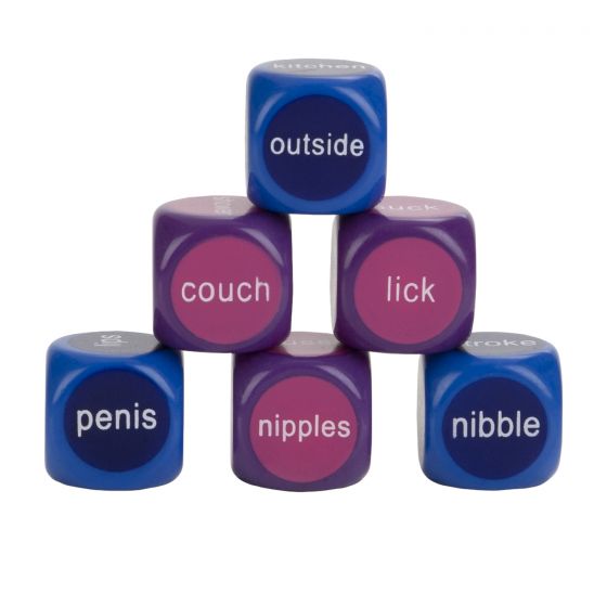 Hot & Spicy Party Dice Sex Game, Triangle Stack: Outside, Couch, Lick, Penis, Nipples, Nibble