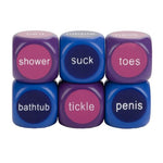 Hot & Spicy Party Dice Sex Game, Rectangle Stack: Shower, Suck, Toes, Bathtub, Tickle, Penis