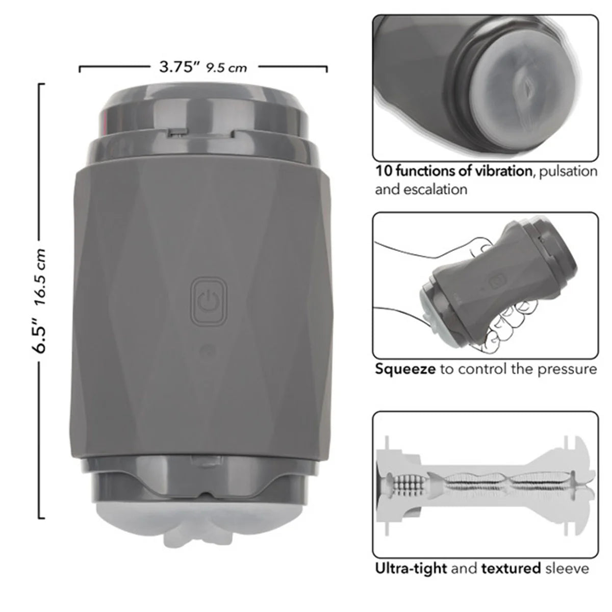 CalExotics Milk Master Vibro Squeeze Pussy, Product Measurements and Details