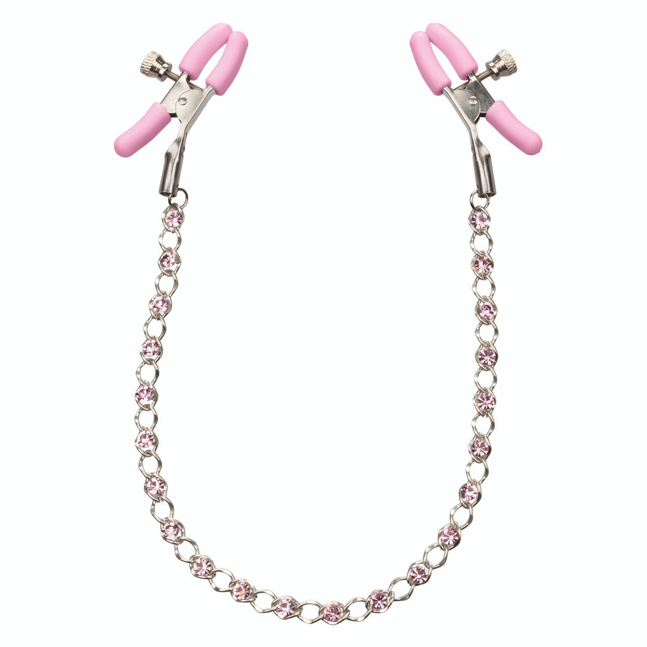 Nipple Play Crystal Chain Nipple Clamps, Pink, Product Image, Front View