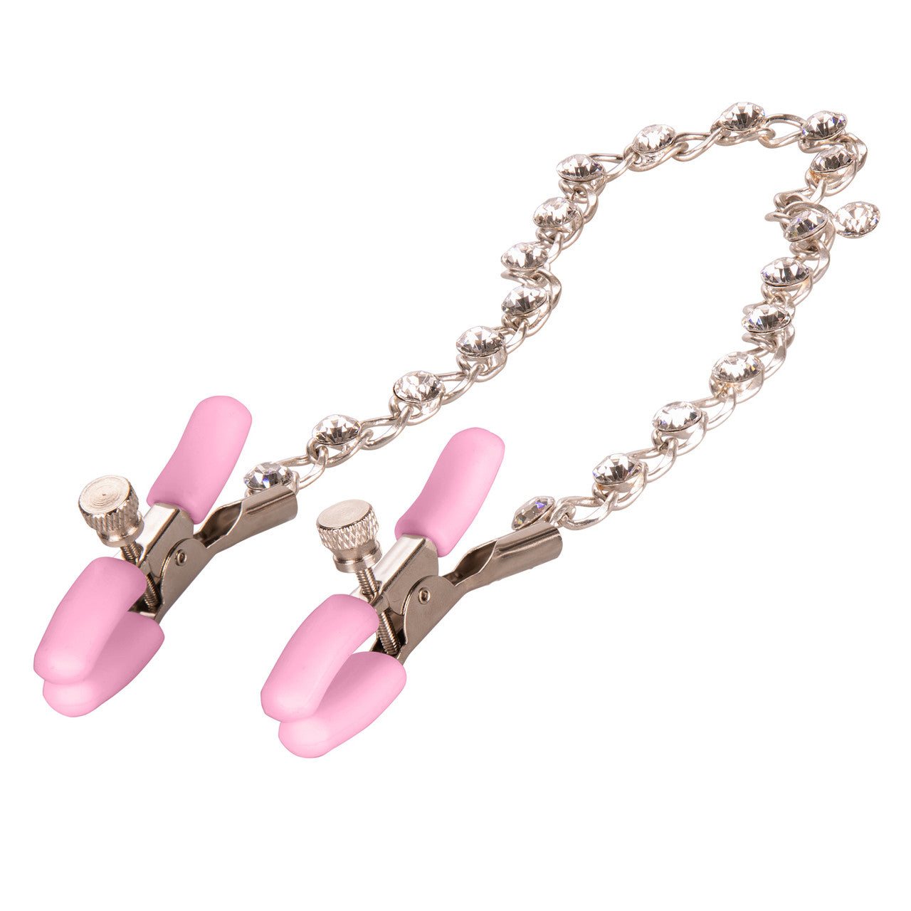 Nipple Play Crystal Chain Nipple Clamps, Pink, Tilted