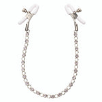 Nipple Play Crystal Chain Nipple Clamps, White, Product Image