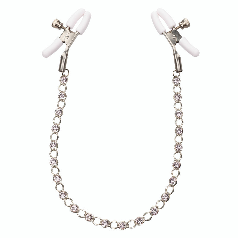 Nipple Play Crystal Chain Nipple Clamps, White, Product Image
