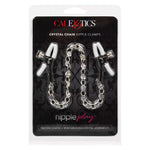 Nipple Play Crystal Chain Nipple Clamps, White, Product Package, Front View