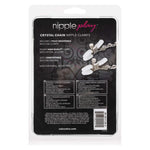 Nipple Play Crystal Chain Nipple Clamps in White, Product Package, Back View