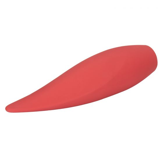 Red Hot Silicone Vibrator, Ember, flat facing left