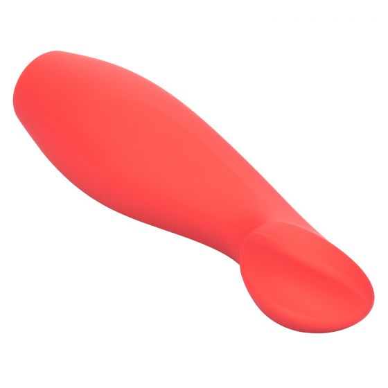 Red Hot Silicone Vibrator, Ignite, flat facing down right