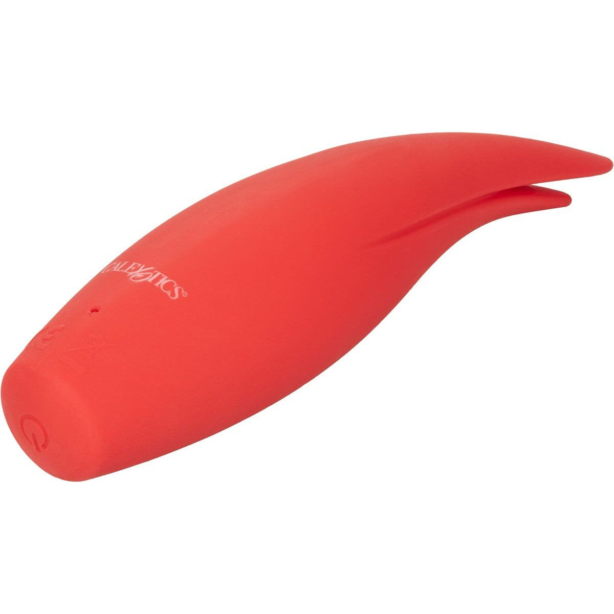 Red Hot Silicone Vibrator, Sizzle, flat facing right