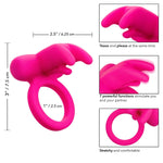CalExotics Silicone Rechargeable Triple Clit Flicker Cock Ring, Product Measurements and Details