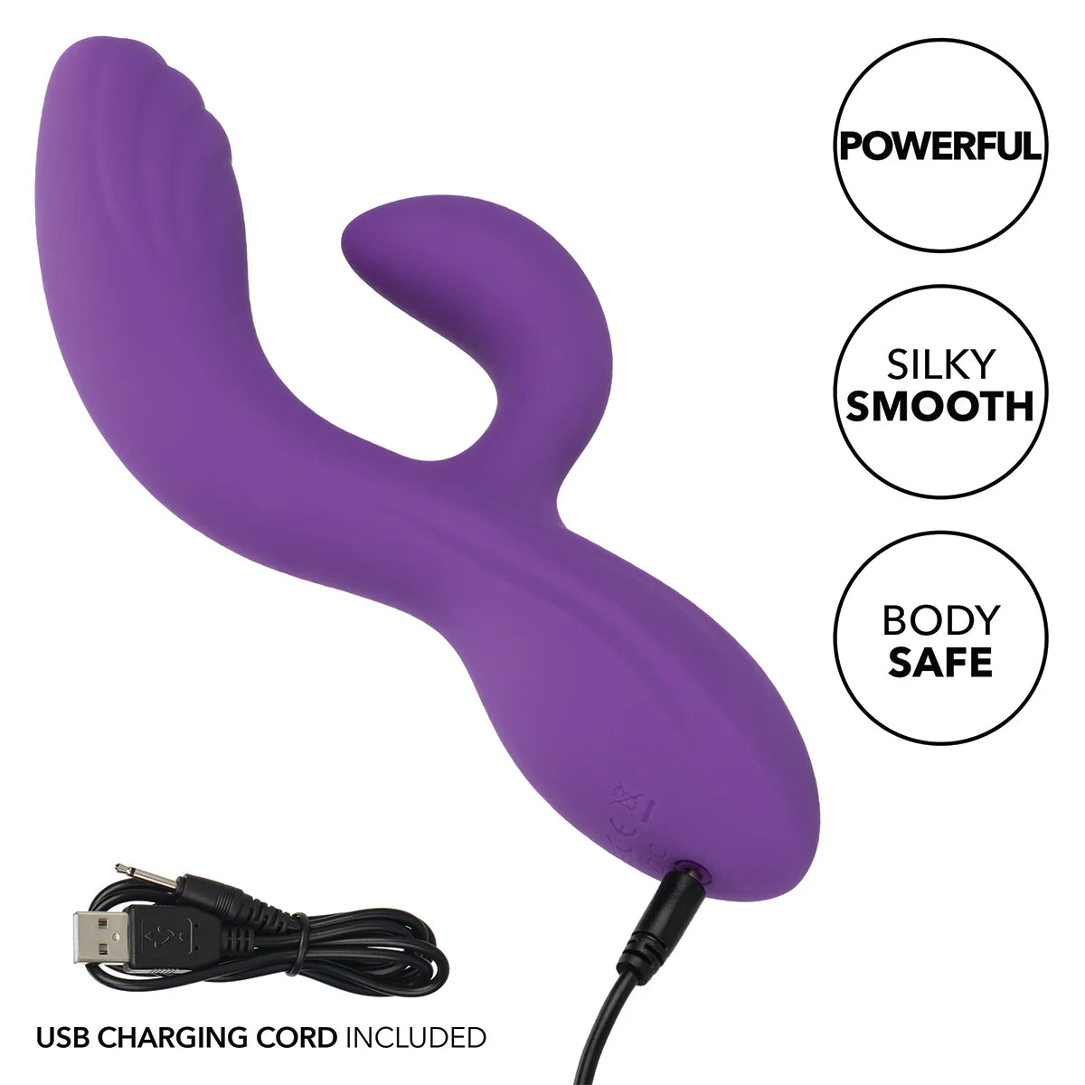 CalExotics Stella Liquid Silicone "C" Curve Dual Vibrator, USB Rechargeable Feature