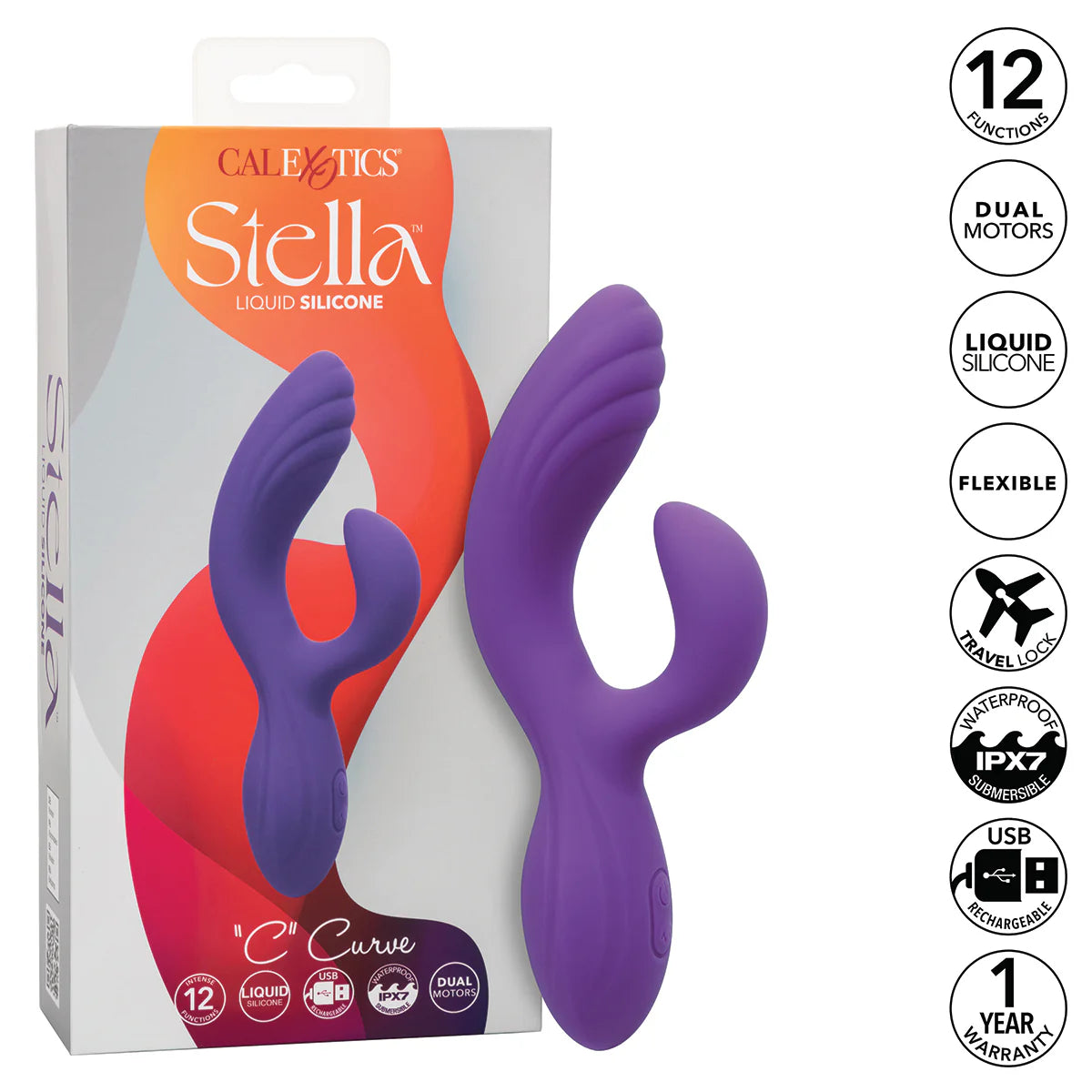CalExotics Stella Liquid Silicone "C" Curve Dual Vibrator
