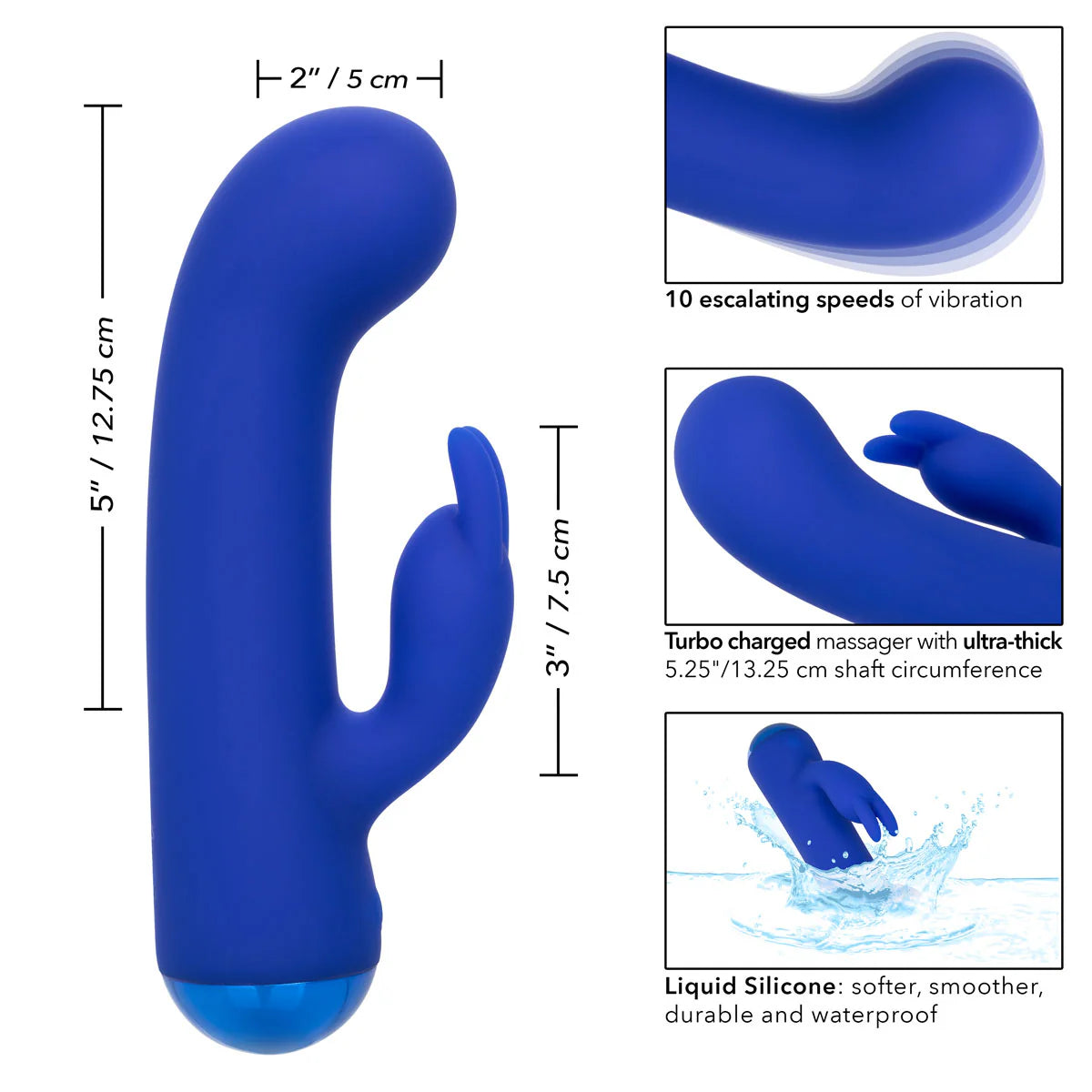 CalExotics Thicc Liquid Silicone Chubby Bunny Vibrator, Rabbit Vibrator Measurements