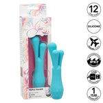 Calexotics Gia Triple Teaser Clitoral Vibrator, Product Box, Toy and Features