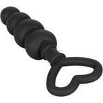 Calexotics Silicone Love Probe Anal Plug, Black, Product Image, Silicone Heart Handle Details