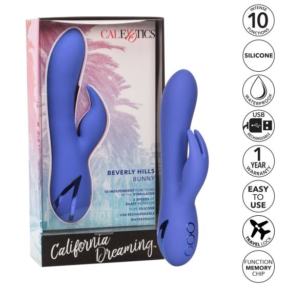 California Dreaming Beverley Hills Bunny Vibrator, Product Box and Features
