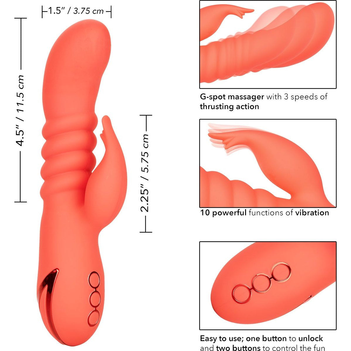 California Dreaming Orange County Cutie Vibrator, Product Measurements and Features