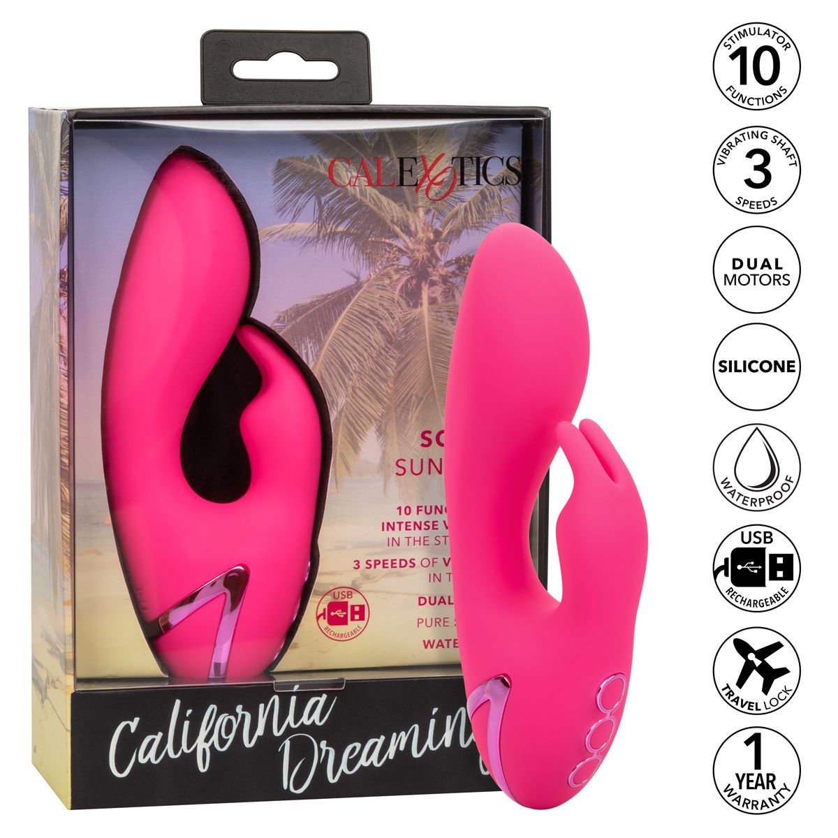 California Dreaming So. Cal Sunshine Vibrator, Product Box and Features