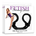 Fetish Fantasy Silk Rope Love Cuffs, Black, Product Package