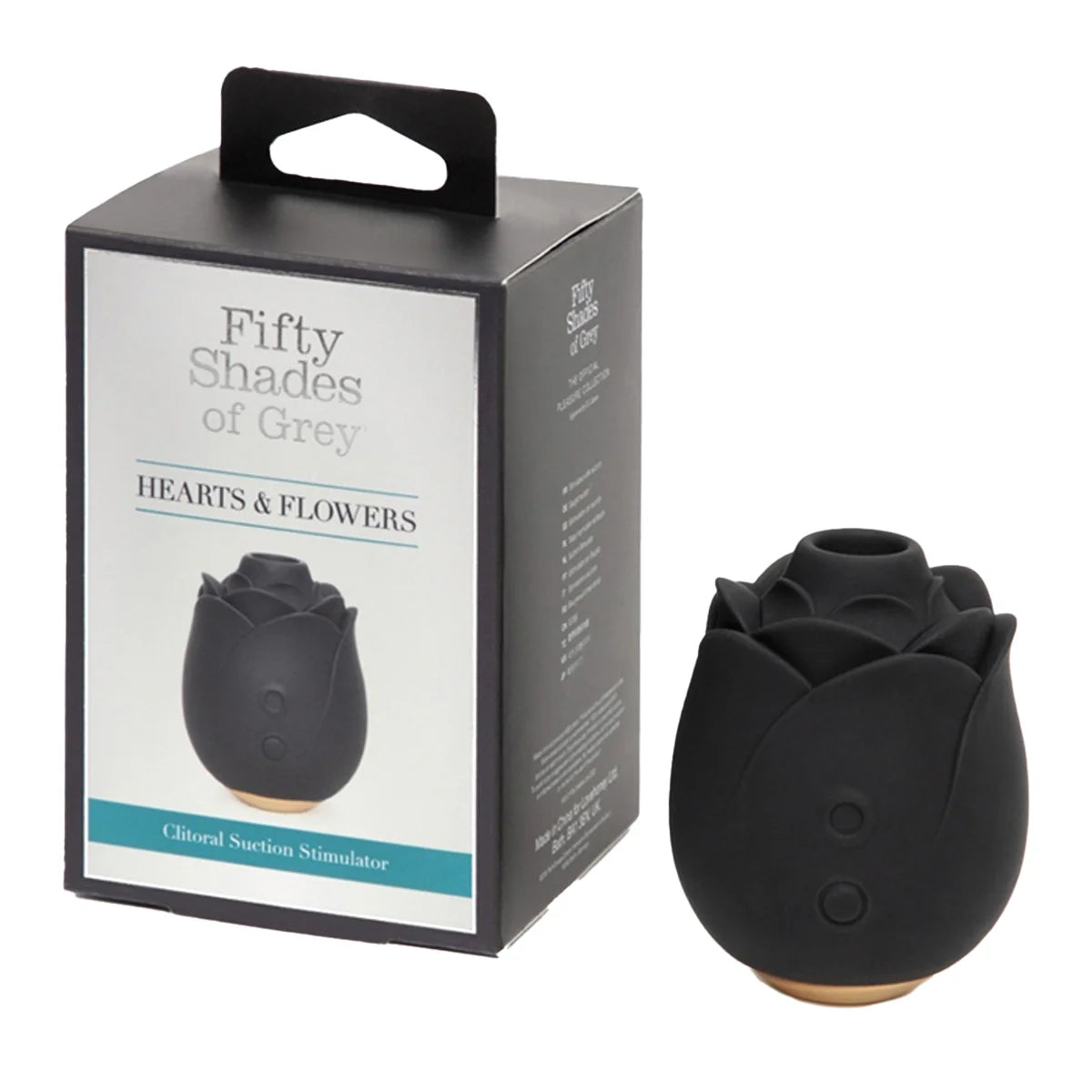 Fifty Shades of Grey Black Rose Clitoral Suction Stimulator, Product Box with Clitoral Stimulator