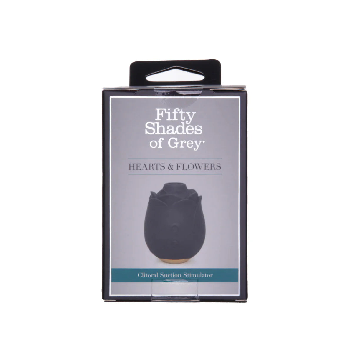 Fifty Shades of Grey Black Rose Clitoral Suction Stimulator, Product Box, Front