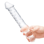 Glas 12" Double Ended Glass Dildo, Dildo Held in Right Hand