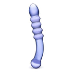 Glas 9-Inch Purple Rain Ribbed Glass Dildo, Product Image, Side View