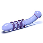 Glas 9-Inch Purple Rain Ribbed Glass Dildo, Product Image, Ribbed Details 