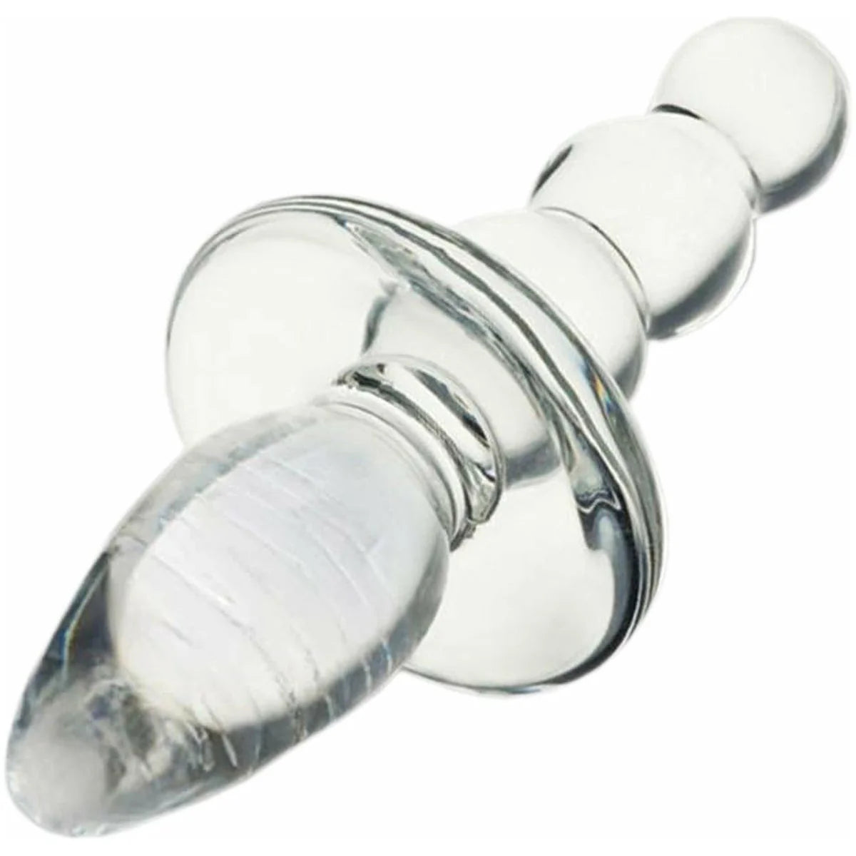 Glas Titus Beaded Glass Butt Plug, Product Image, Front Angle