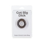 Got Big Dick Super-Stretch Cock Ring, Smoke Gray, Product Package