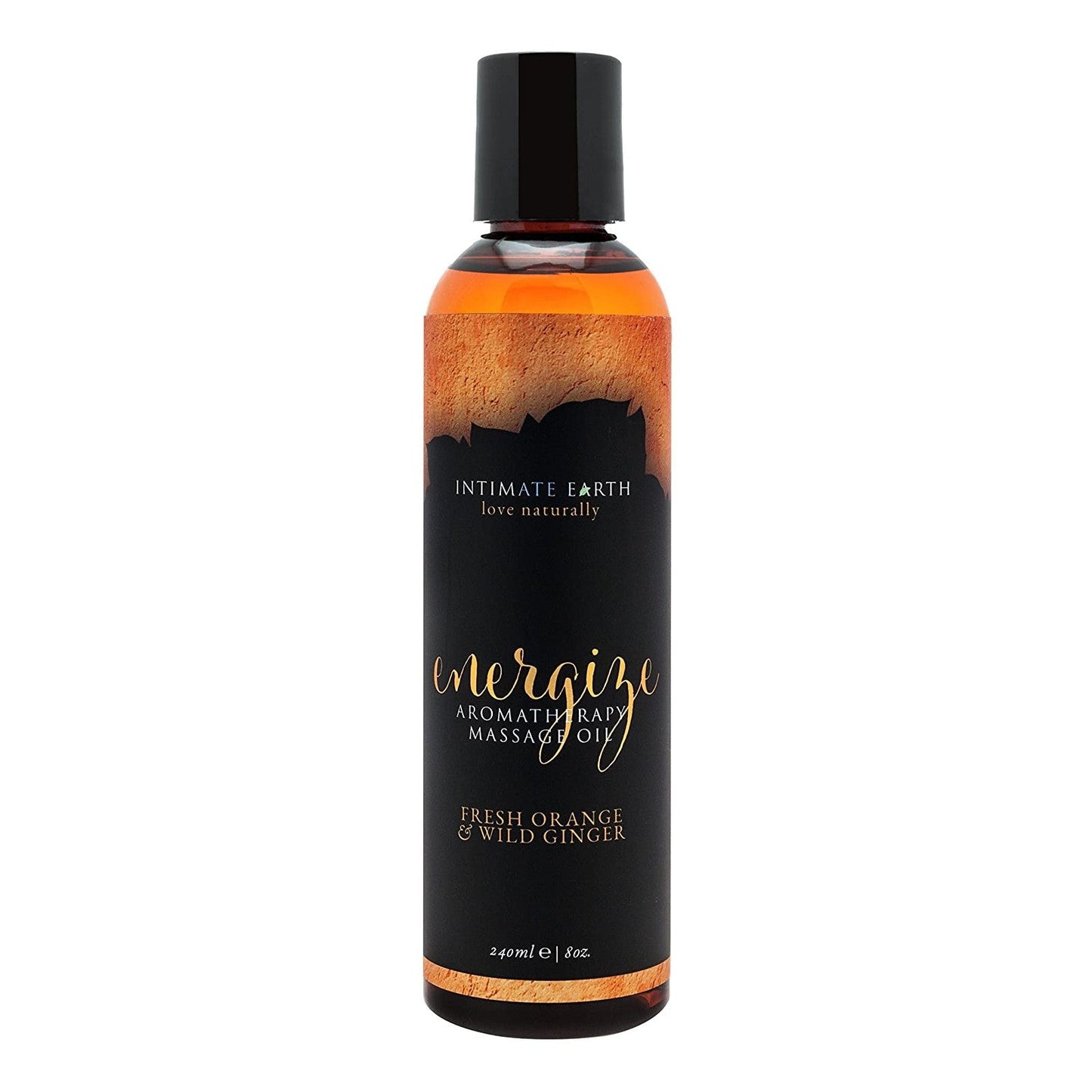 Intimate Earth Aromatherapy Massage Oil (120ml) (4oz), Energize, Fresh Orange & Wild Ginger