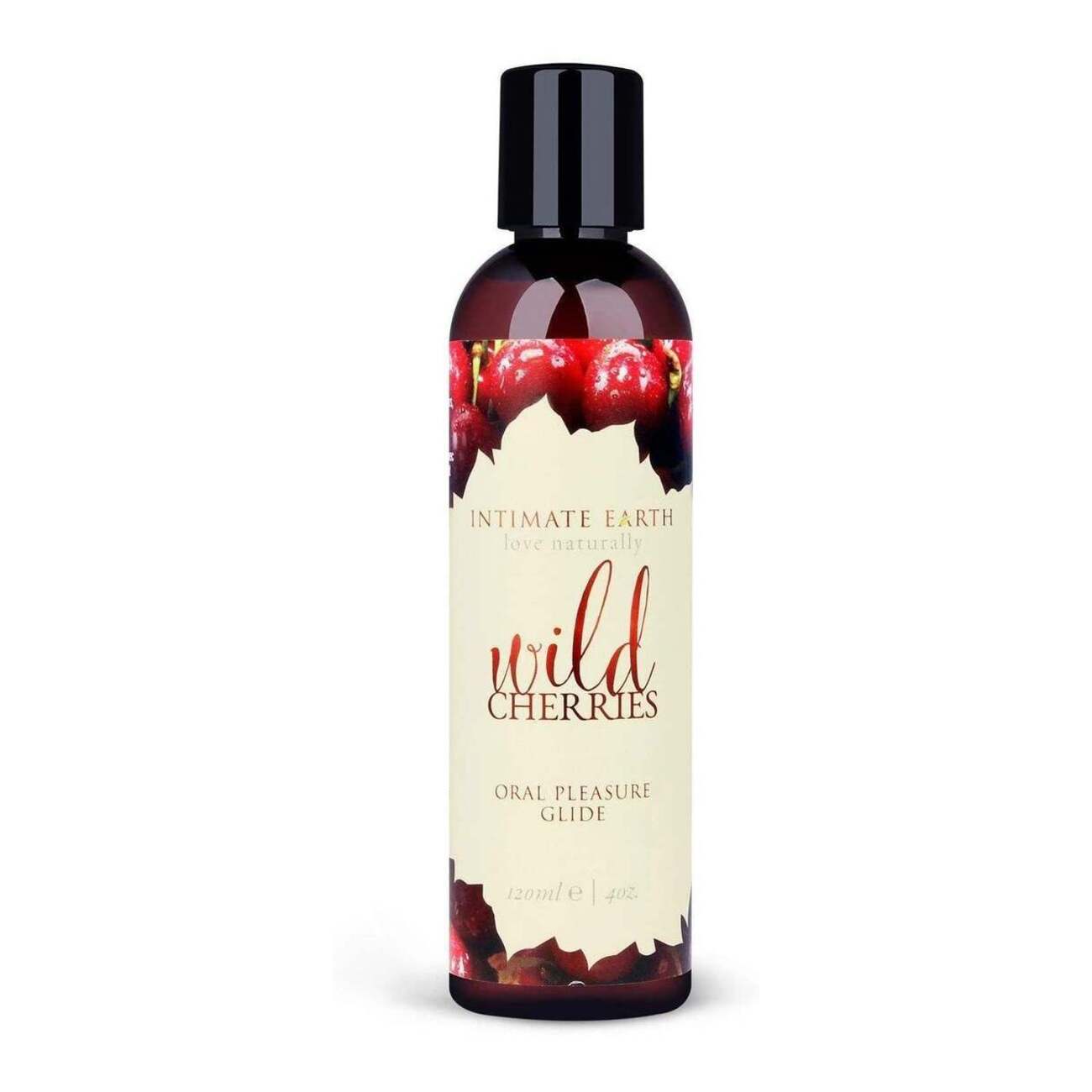 Intimate Earth Natural Flavors Water-Based Lubricant, Wild Cherries, (120ml) (4oz), Product Image