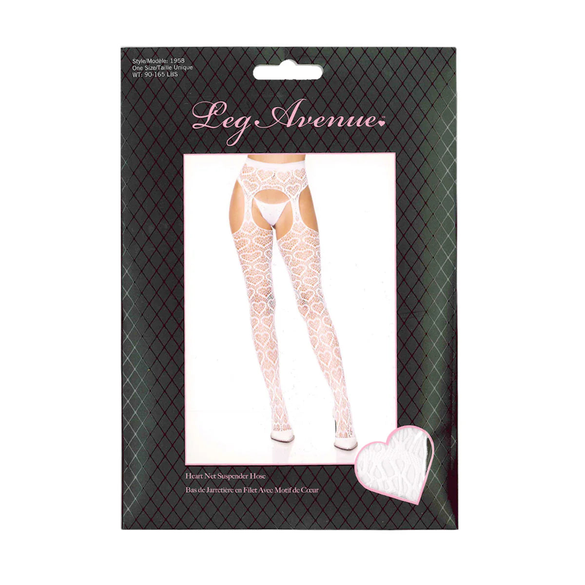 Leg Avenue Amore Heart Net Suspender Pantyhose