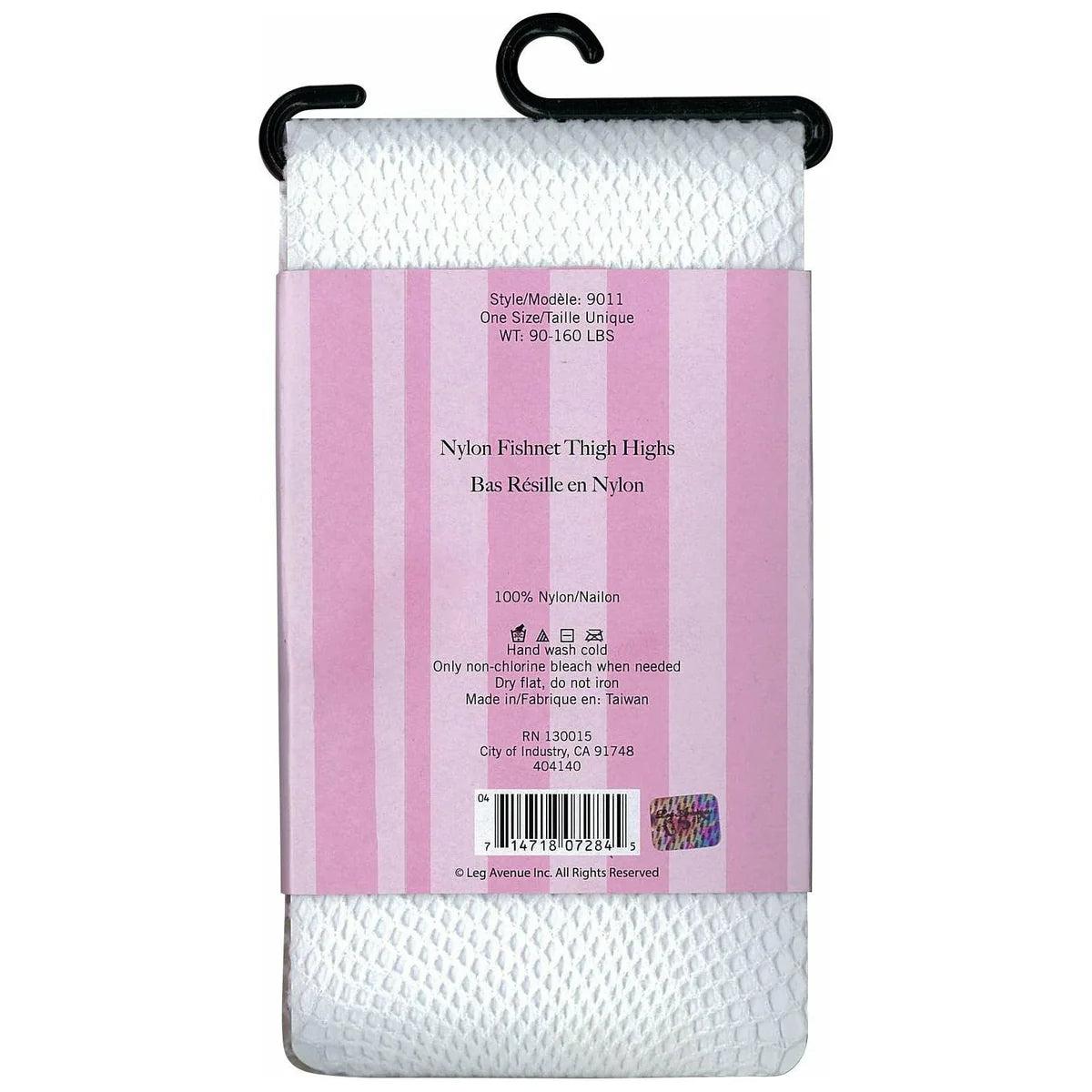 Leg Avenue Joy Fishnet Thigh High Stockings, White, Product Package, Back