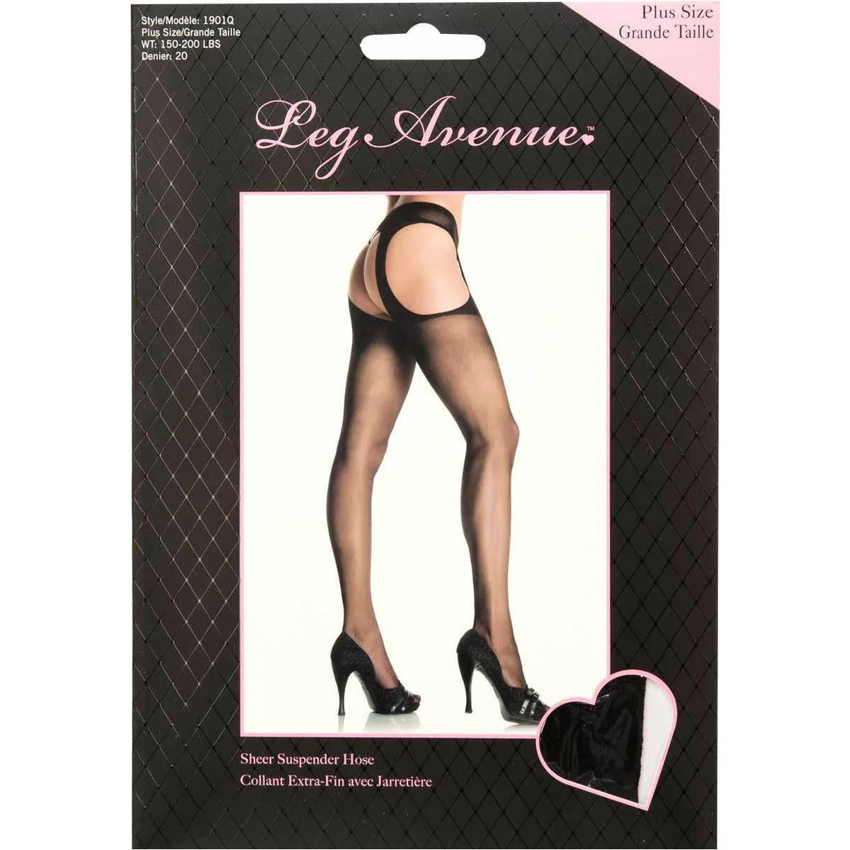 Leg Avenue Plus Eden Sheer Suspender Pantyhose