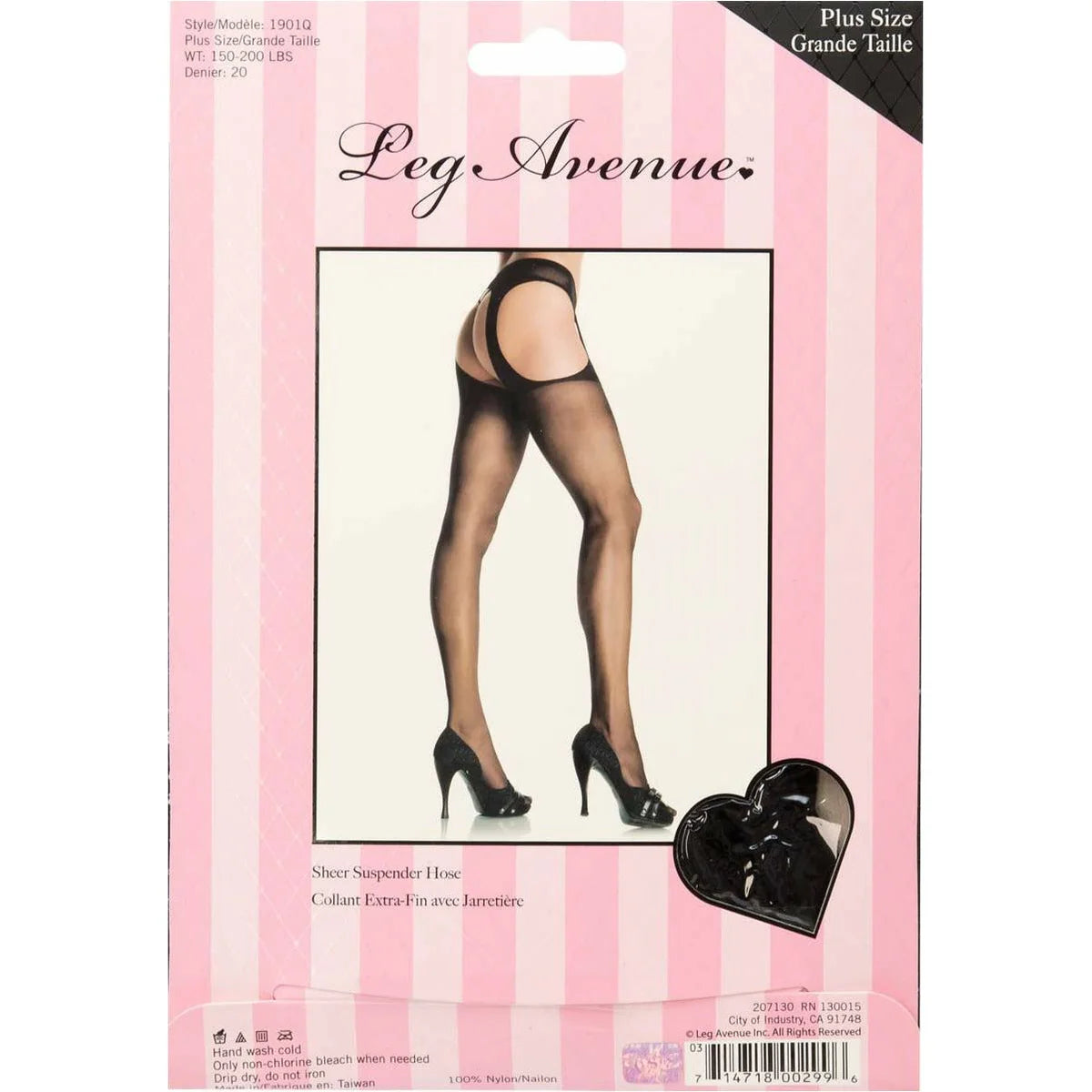 Leg Avenue Plus Eden Sheer Suspender Pantyhose