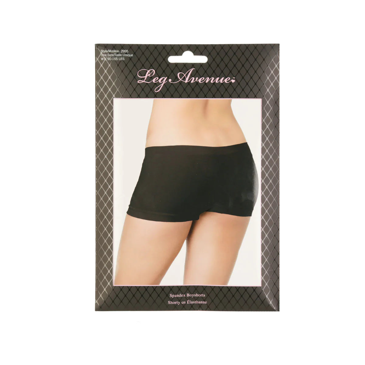 Leg Avenue Spandex Boyshorts, Black, Product Box, Front