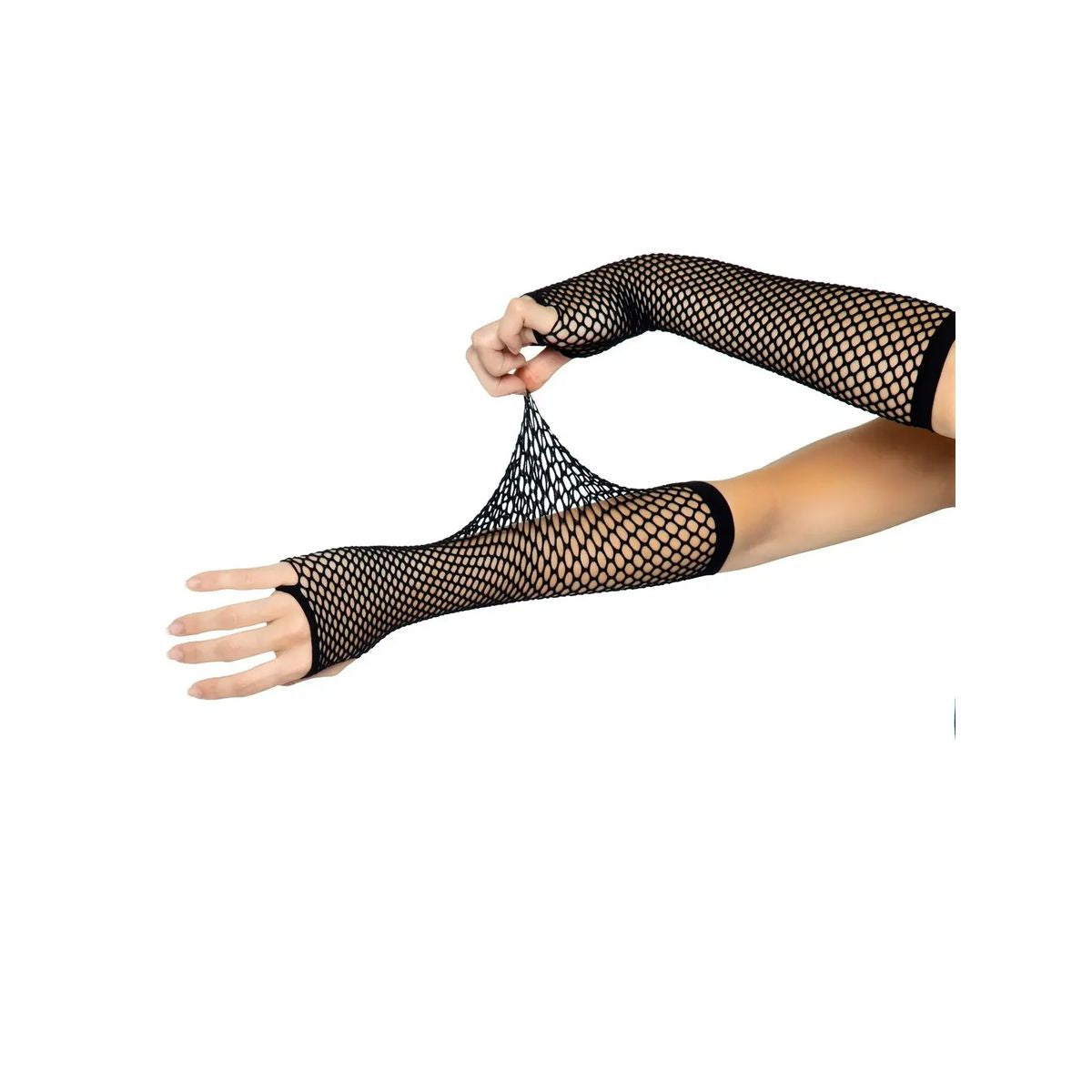 Leg Avenue Triangle Net Fingerless Arm Warmer Gloves, Black, One Size, Gloves on Hands, Stretchy Triangle Net Mesh