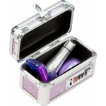 Lockable Small Vibrator Case, Purple, Opened with Sex Toys Inside
