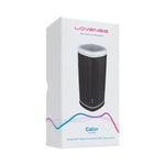 Lovense Calor Male Masturbator, Product Box, Front Right Angle