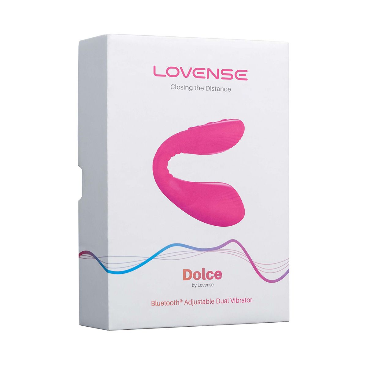 Lovense Dolce Adjustable Dual Vibrator, Product Box, Front Right Angle
