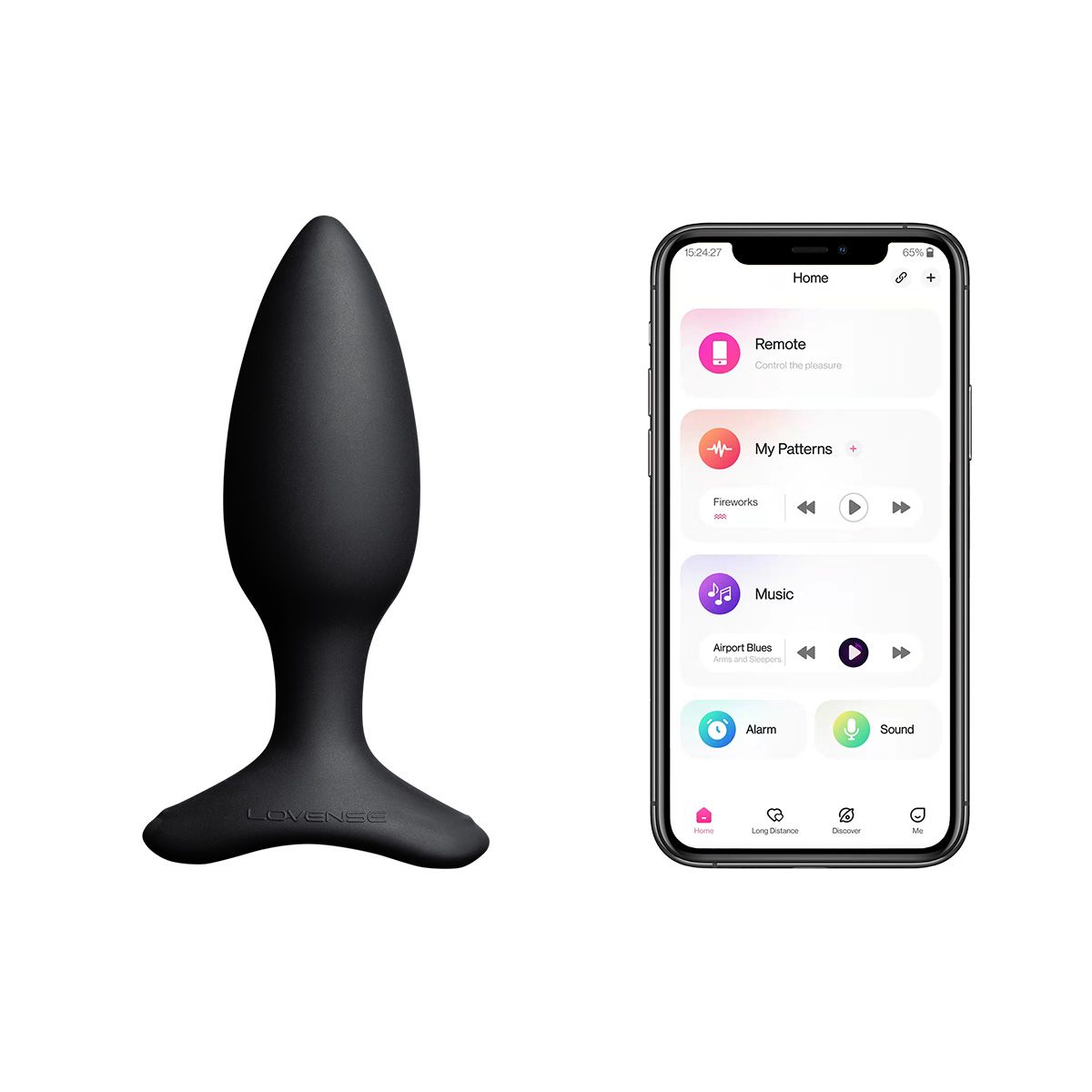 Lovense Hush 2 Vibrating Butt Plug in 1.5" Length, Showing App-Control