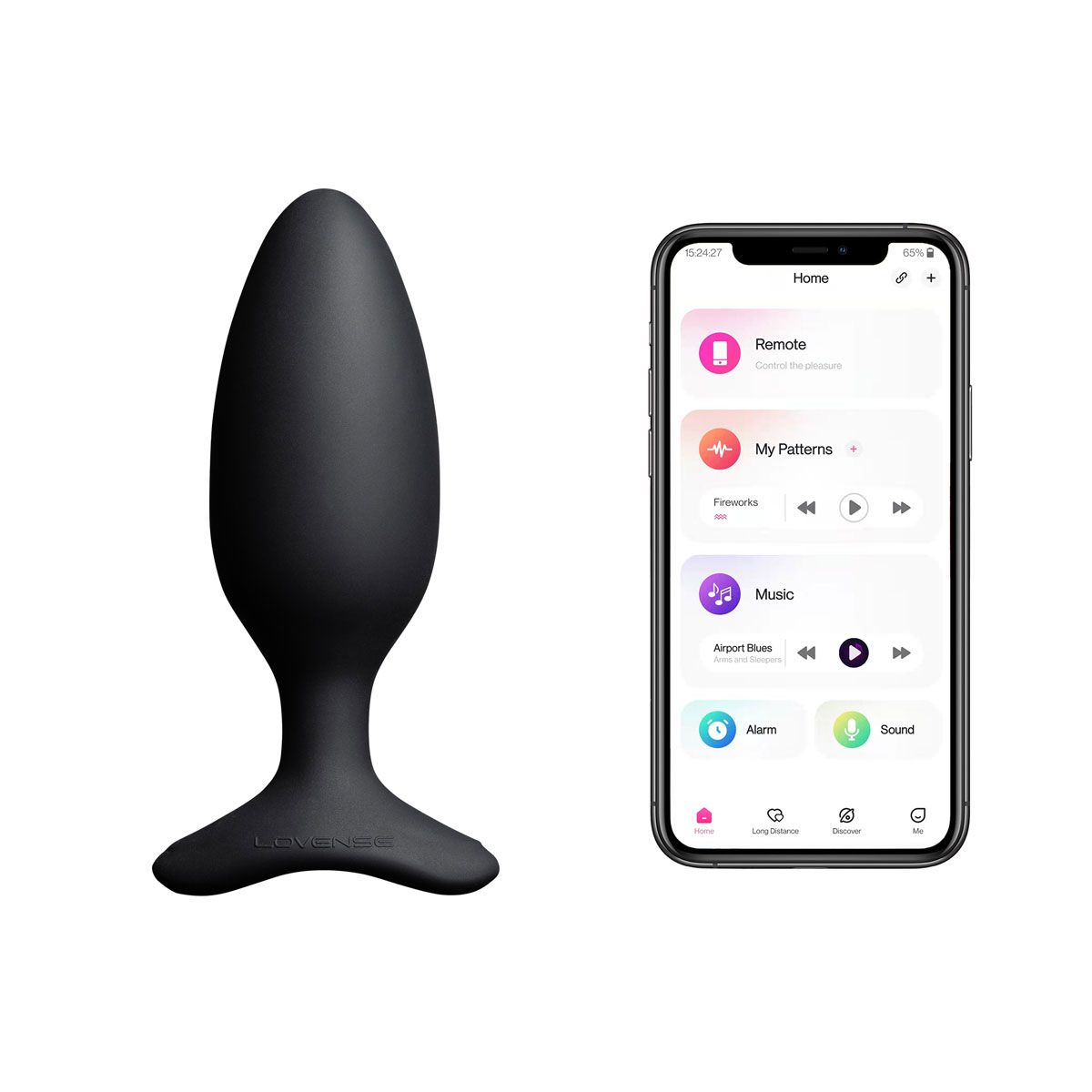 Lovense Hush 2 Vibrating Butt Plug, 1.75" Length, Showing App-Control