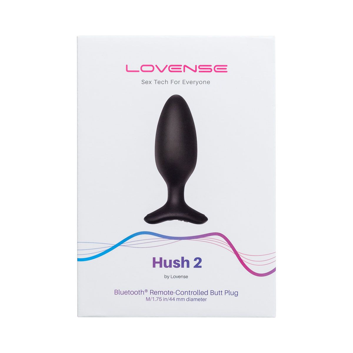 Lovense Hush 2 Vibrating Butt Plug, 1.75" Length, Product Box, Front View